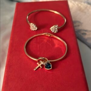 Avon Gold and Blue Minimalist Bracelet Set